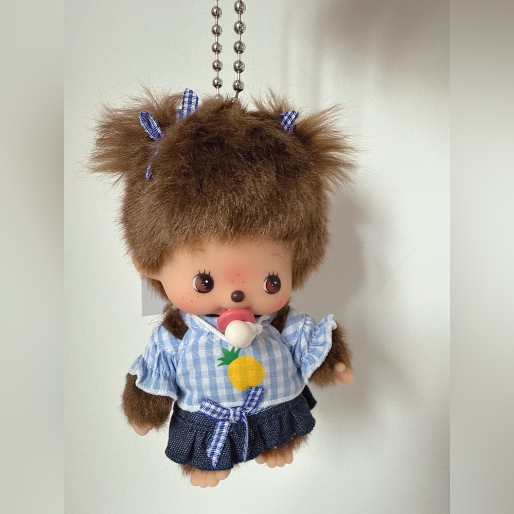 Sekiguchi Monchhichi Bebichhichi girl plush doll bag charm key chain